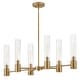 preview thumbnail 1 of 9, Lark 85406 Shea 6 Light 34" Wide Linear Chandelier with Clear Glass Lacquered Brass