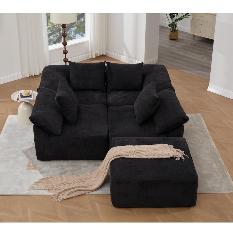 142" L Shaped Modular Sectional Sofa No Assembly