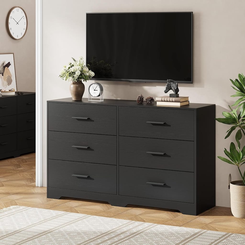 Dresser for Bedroom with 6 Drawers Modern Closet Dressers Chest of Drawers Wooden Dresser