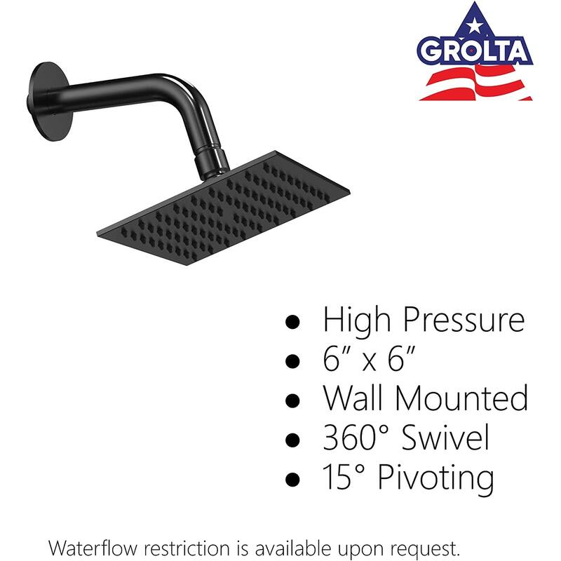 Dual Heads 16" Rainfall & High Pressure 6" Shower System w/ 3 Way Thermostatic Faucet - Matte Black - Matte Black