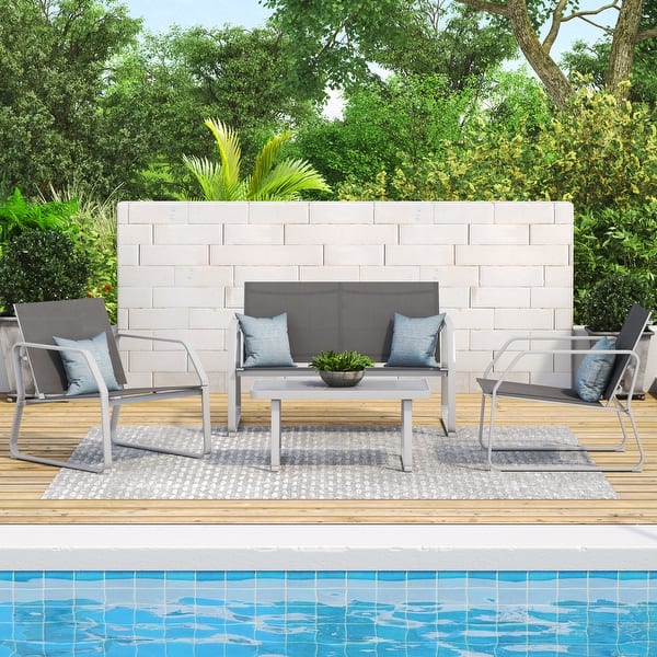 Corvus Yorkdale 4piece Outdoor Sling Fabric Conversation Set On Sale