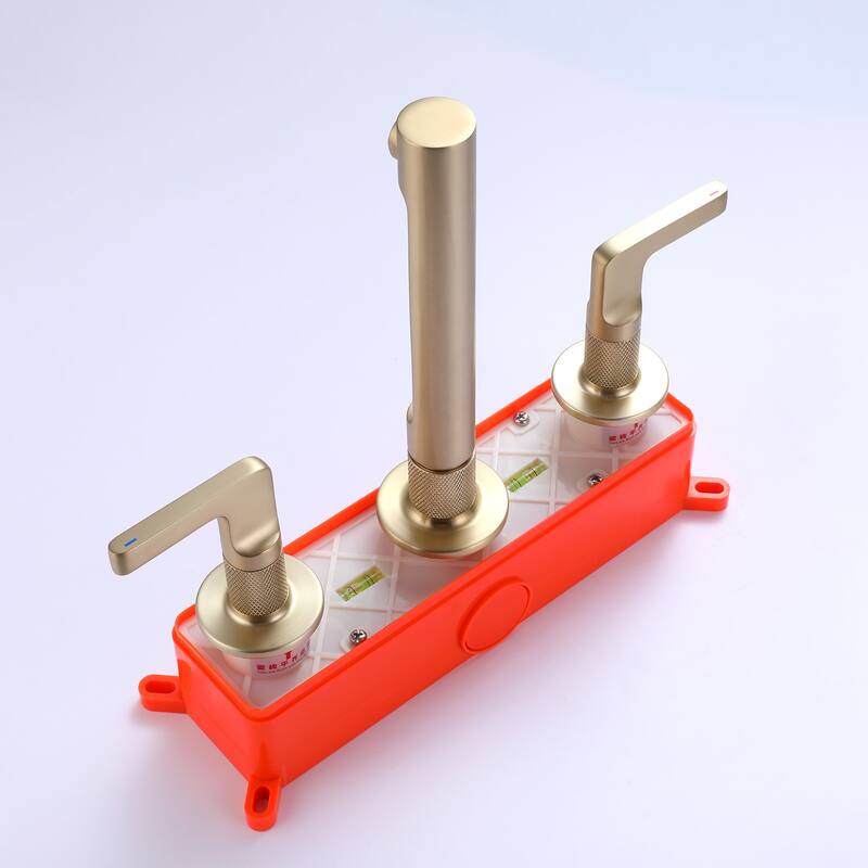 Two Handles Wall Mounted widespread Bathroom Faucet