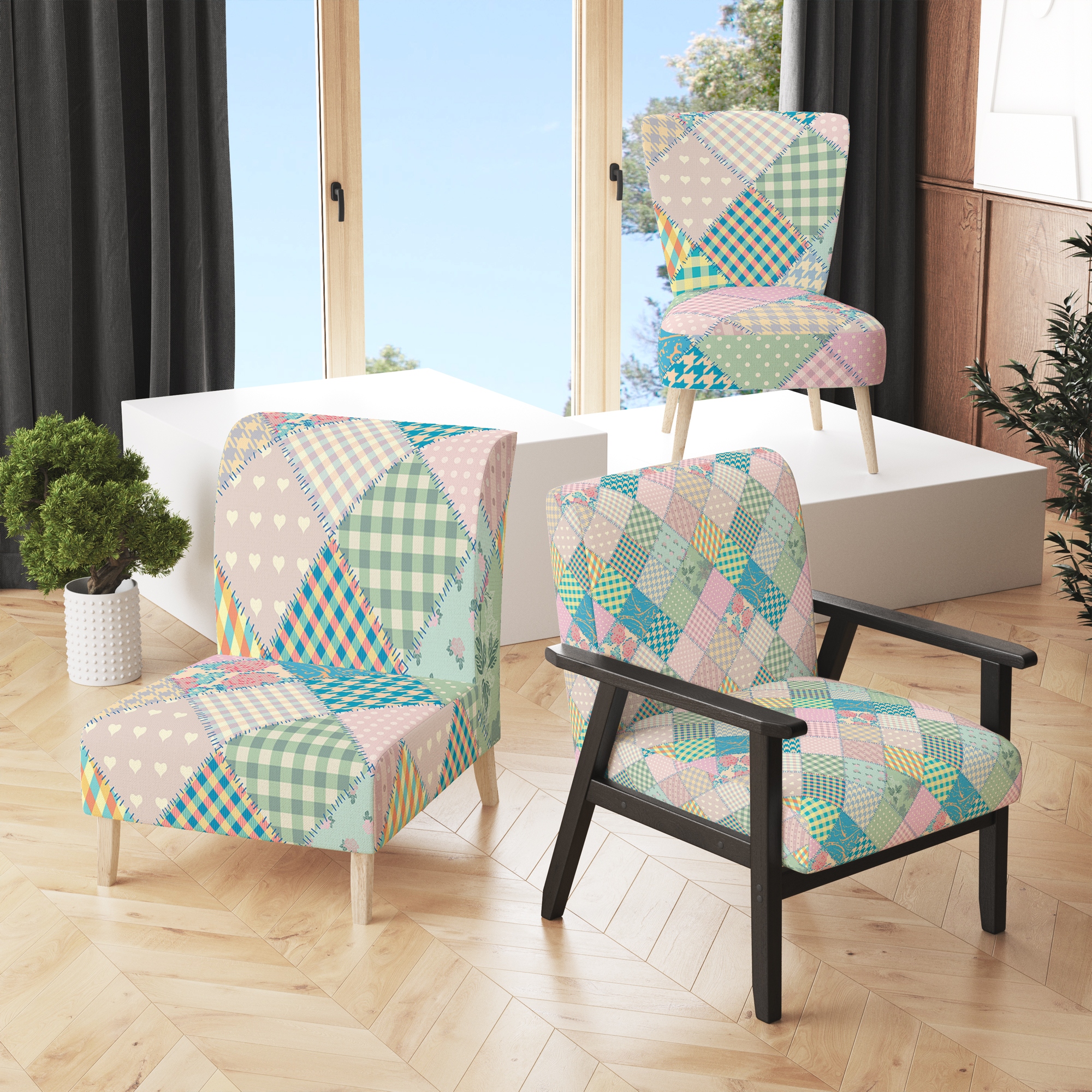 Patchwork dining sales room chairs