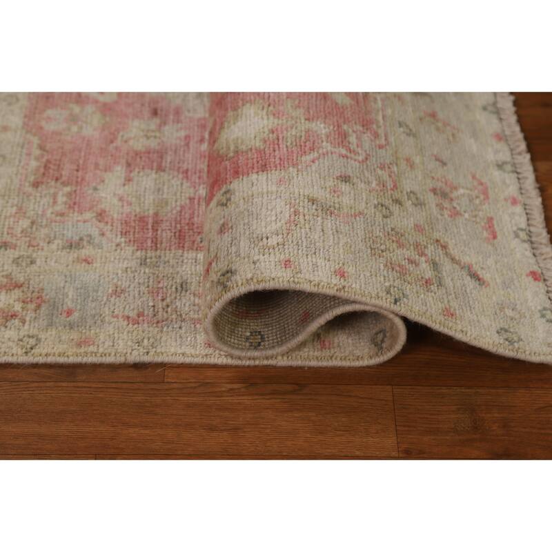 Geometric Oushak Turkish Oriental Rug Wool Hand-knotted Bedroom Carpet - 2'11" x 3'7"