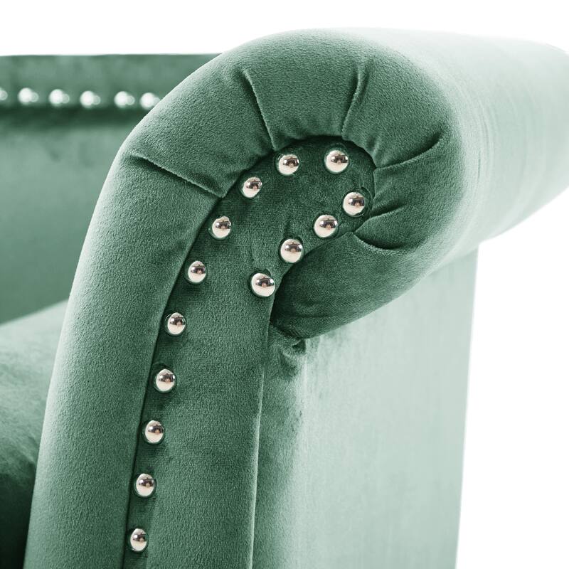 Christopher Knight Home - Velvet Bench with Nailhead Trim & Curved Arms
