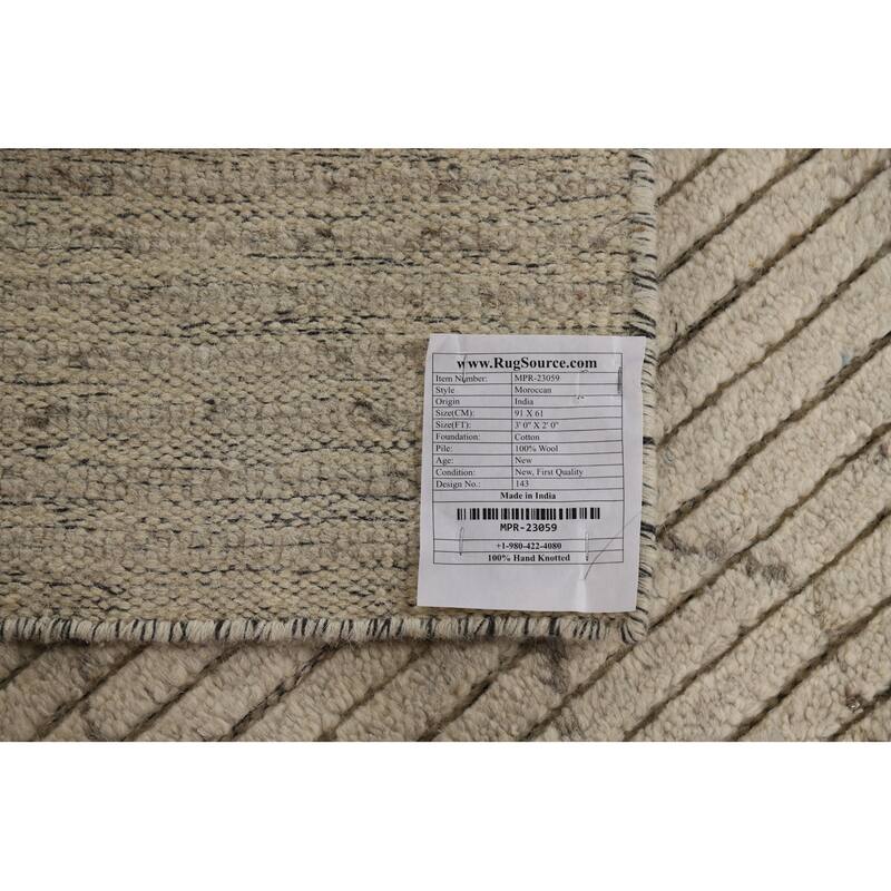 Moroccan Indian Accent Rug Handmade Geometric Wool Carpet - 2'0"x 3'0"