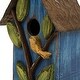 preview thumbnail 15 of 36, Glitzhome 10"H Multicolor Cute Distressed Solid Wood Birdhouse with 3D Flowers