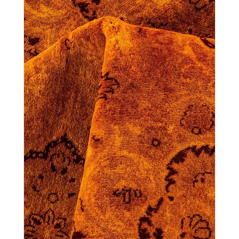 Overton Hand Knotted Wool Vintage Inspired Modern Contemporary Overdyed Yellow Area Rug - 8' 2" x 10' 2"