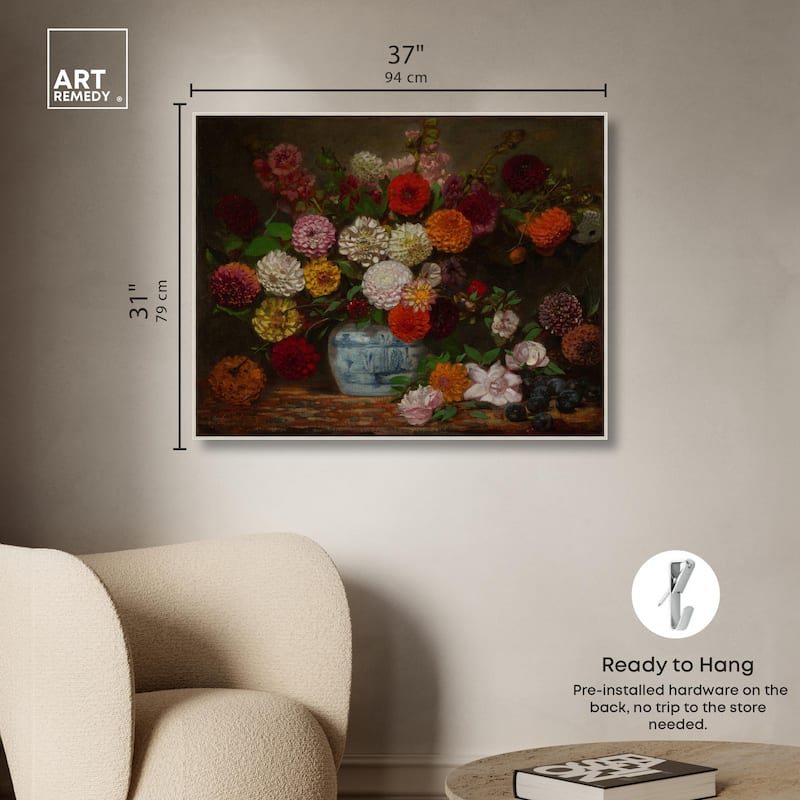 Still Life with Dahlias Canvas by Art Remedy