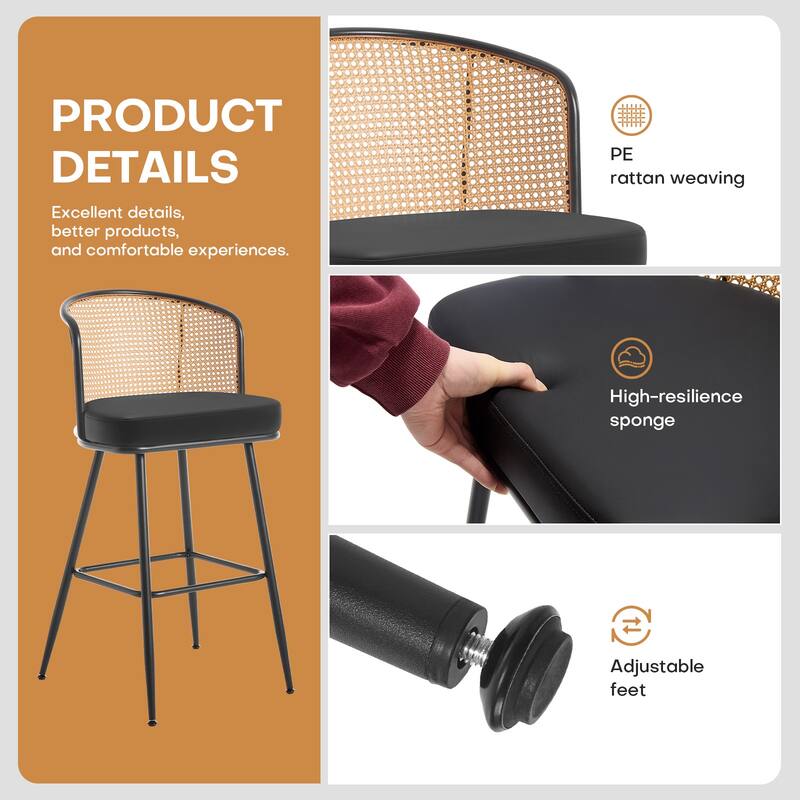 26"/29" Rattan Upholstered Bar Stool /Counter Stools Set of 2/3/4