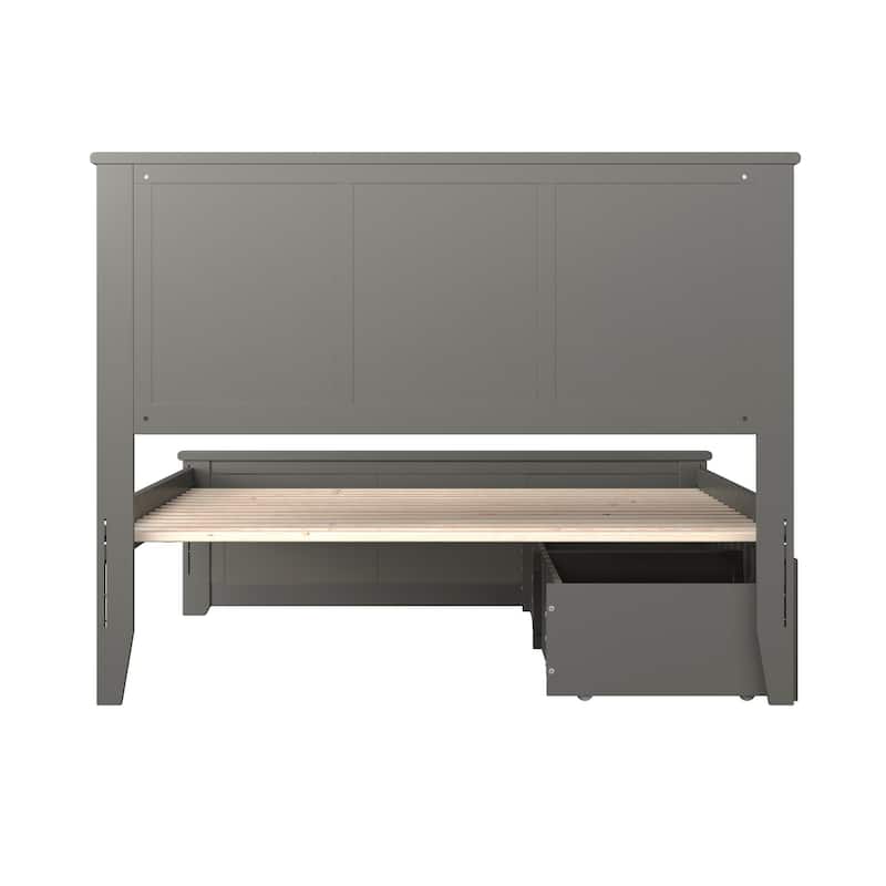 Madison Full Platform Bed with 2 Storage Drawers in Gray