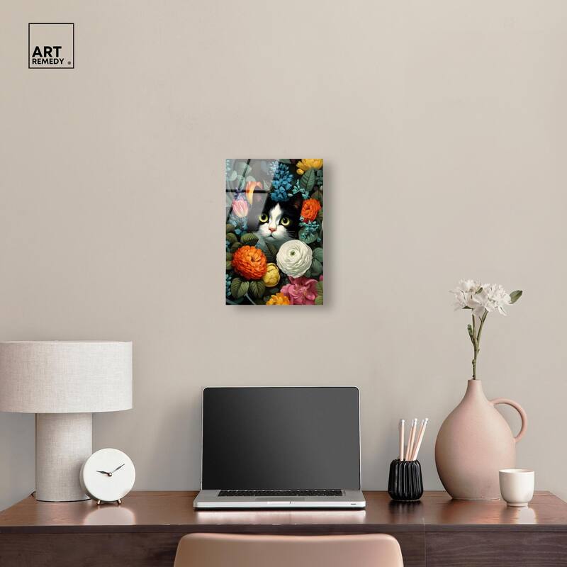 Secret Garden Cat Acrylic by Art Remedy, Ready to Hang