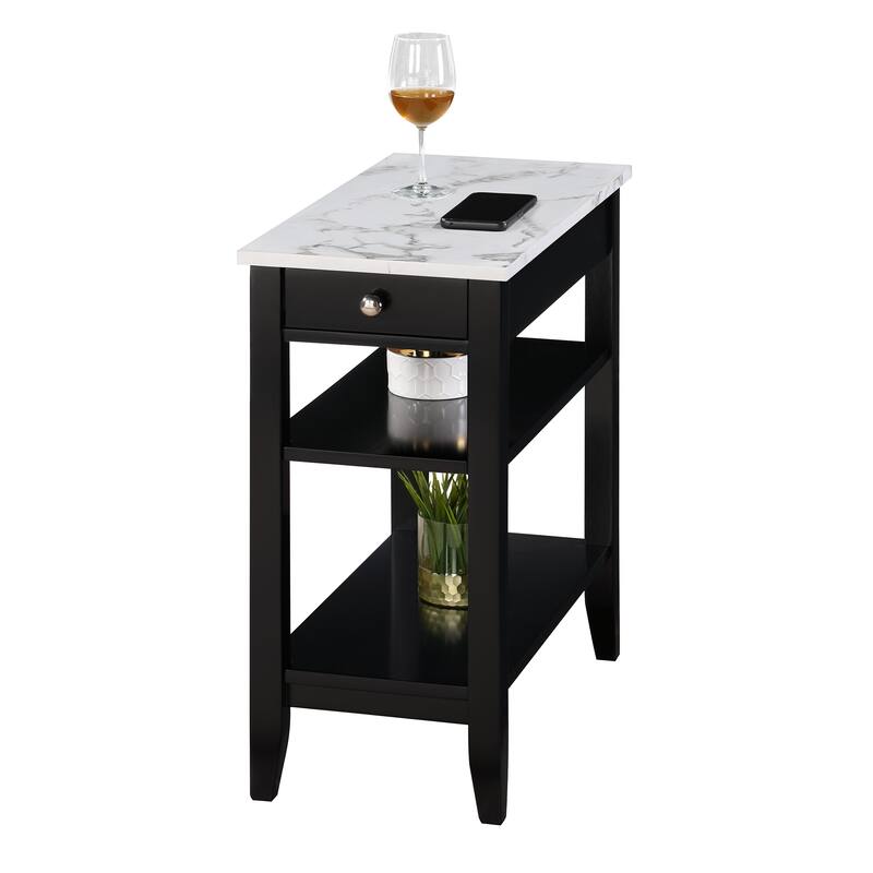 Convenience Concepts American Heritage 1 Drawer Chairside End Table with Shelves