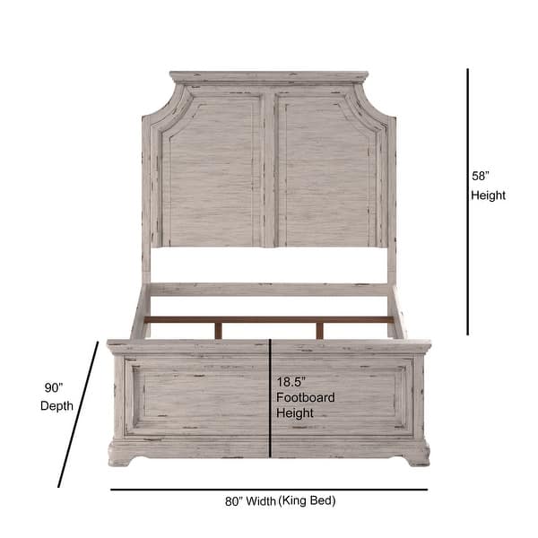 dimension image slide 3 of 4, Palisade 4-Piece Antique White Bedroom Set by Greyson Living