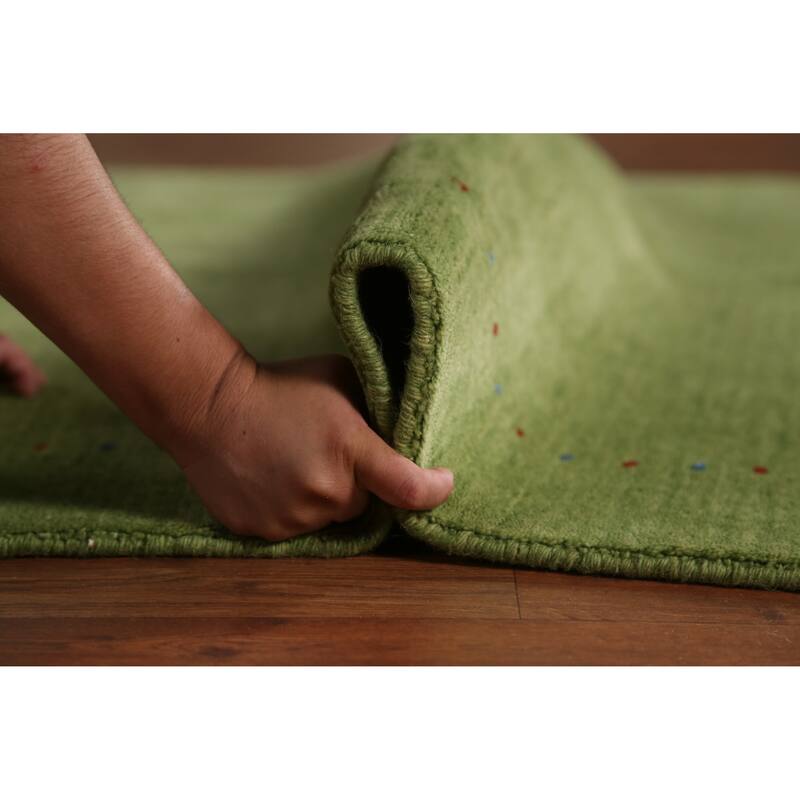 Hand Knotted Oriental 100% Wool Carpet Tribal Animal Pictorial Green Gabbeh Area Rug - 7' 8'' X 5' 3''