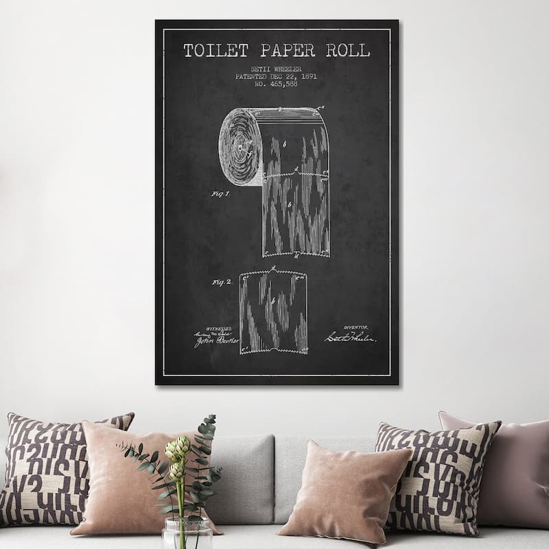 iCanvas 'Toilet Paper Charcoal Patent Blueprint' Canvas Print