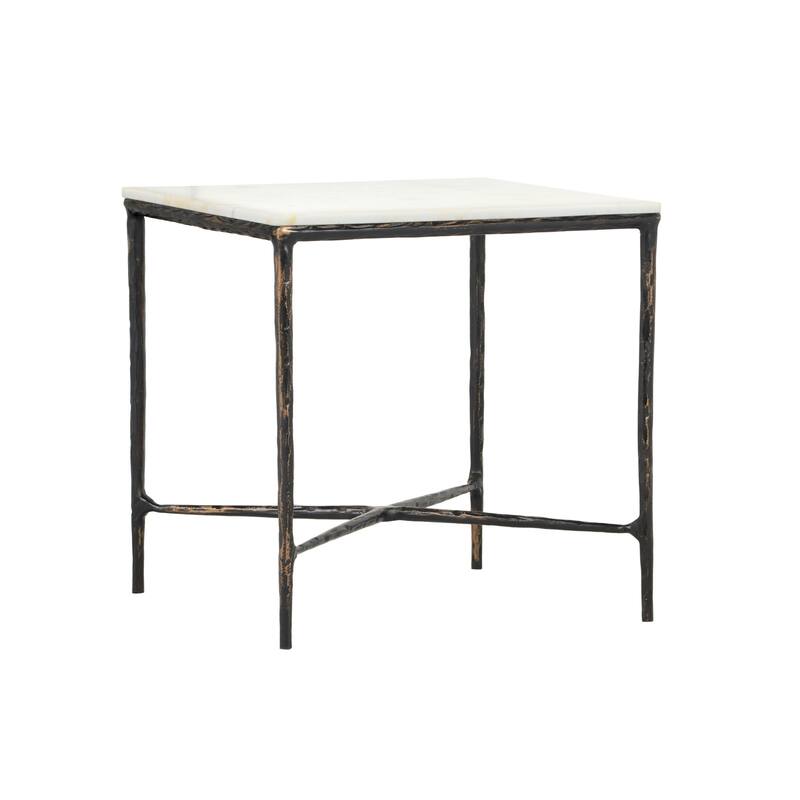Sevita Marion Marble and Metal Side Table Contemporary End Table - 22" H x 22" W x 22" D