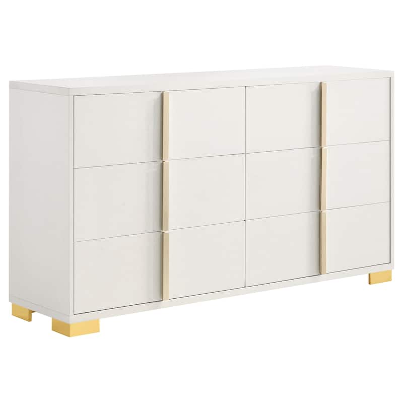 Marceline 5-Piece Panel Bedroom Set with LED Headboard - White (Queen, 5-piece) - Queen