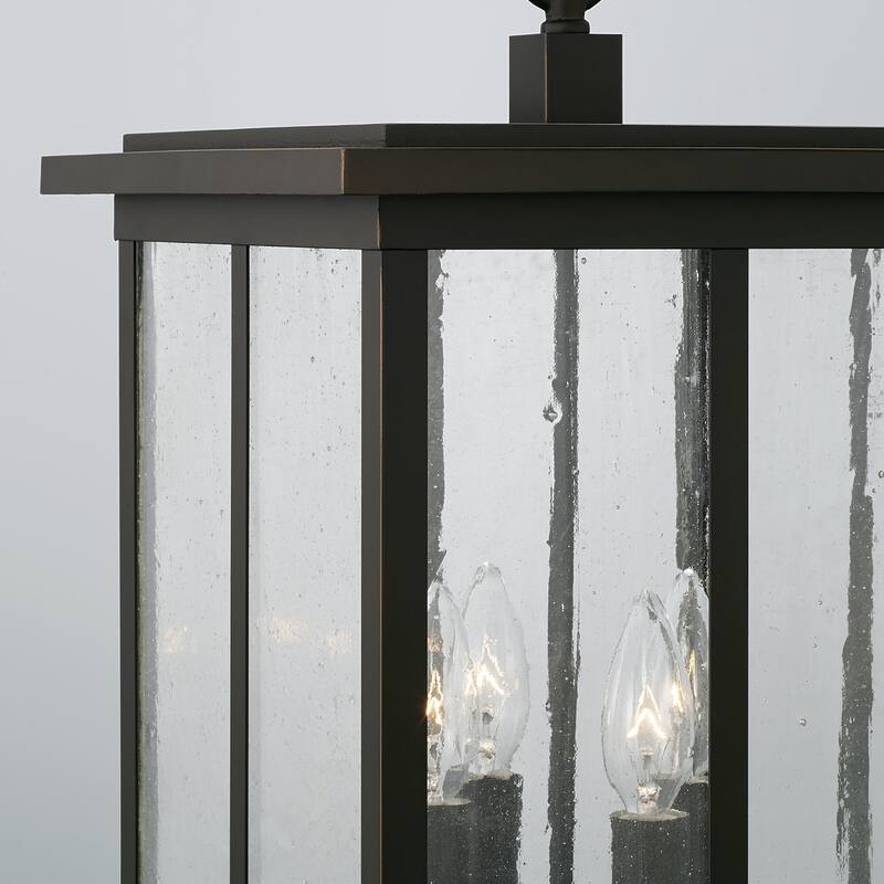 Barrett 11.5" 4-light Outdoor Hanging Lantern Pendant w/ Antiqued Glass