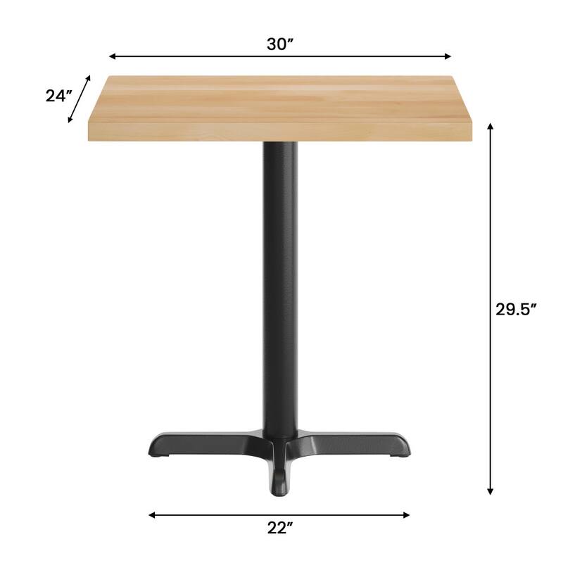 Rectangular Solid Wood Commercial Tabletop with 22" x 22" Dining Height X-Base