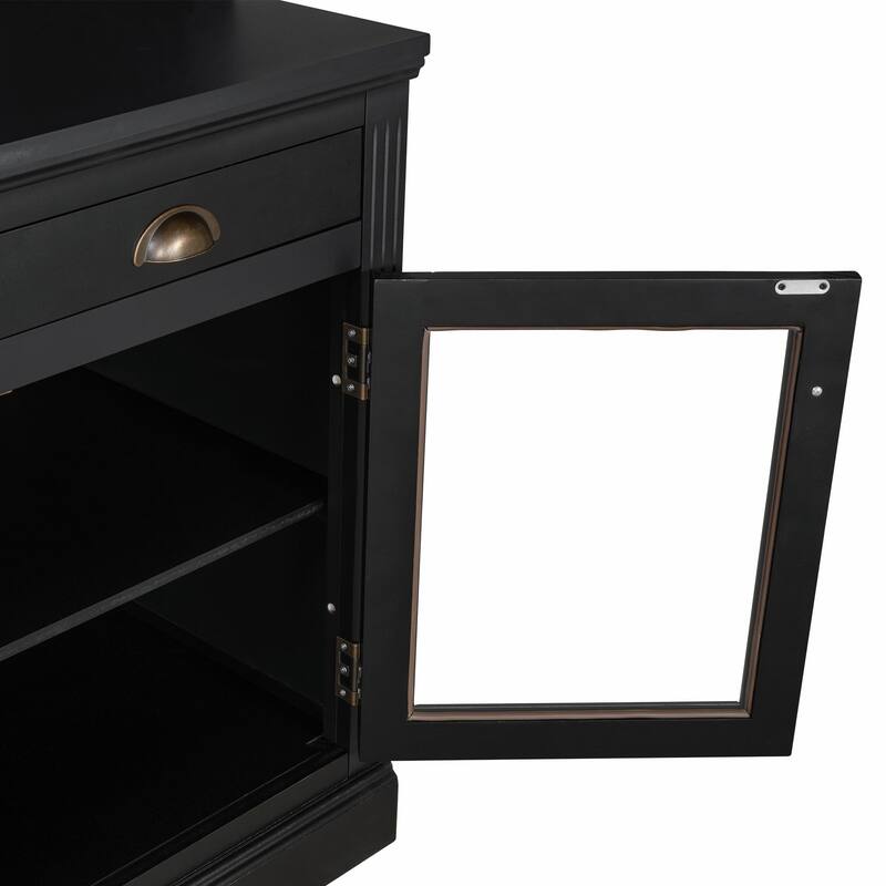 83.4" Tall Bookshelf, Modern Bookcase with 2 Glass Doors, 1 Drawer & Open Shelves