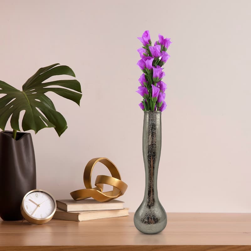 16 Inch Tall Decorative Handmade Aluminum Long Round Flower Vase