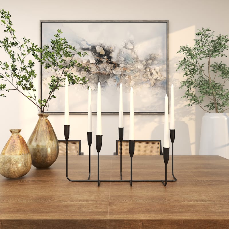 Metal Long Tapered 7 Holder Decorative Candelabra - Gold or Black - CosmoLiving by Cosmopolitan