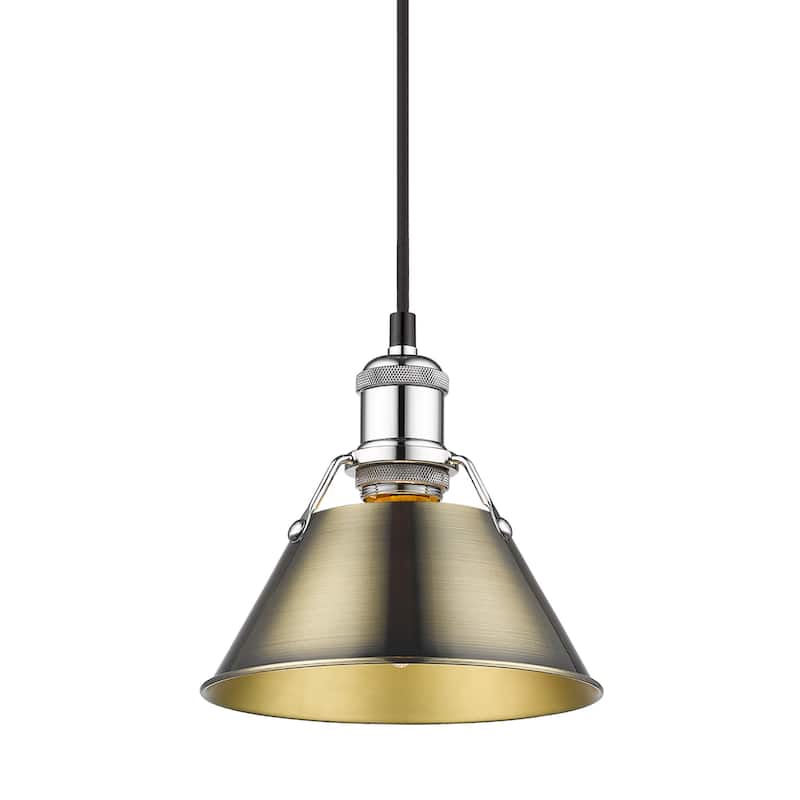 Yep by Golden Lighting Orwell 1-light 8in Pendant in Chrome and Aged Brass shade - Silver