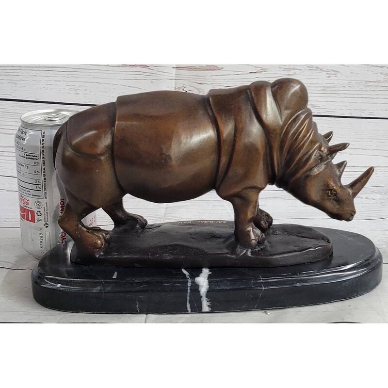 Signed Salvador Dali White Rhinoceros African Rhino Wild Life Bronze Sculpture Statue Art