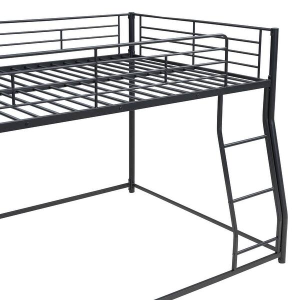 slide 2 of 12, Modern Design Full XL over Queen Metal Floor Bunk Bed,Elegant Sloping Stairs Black