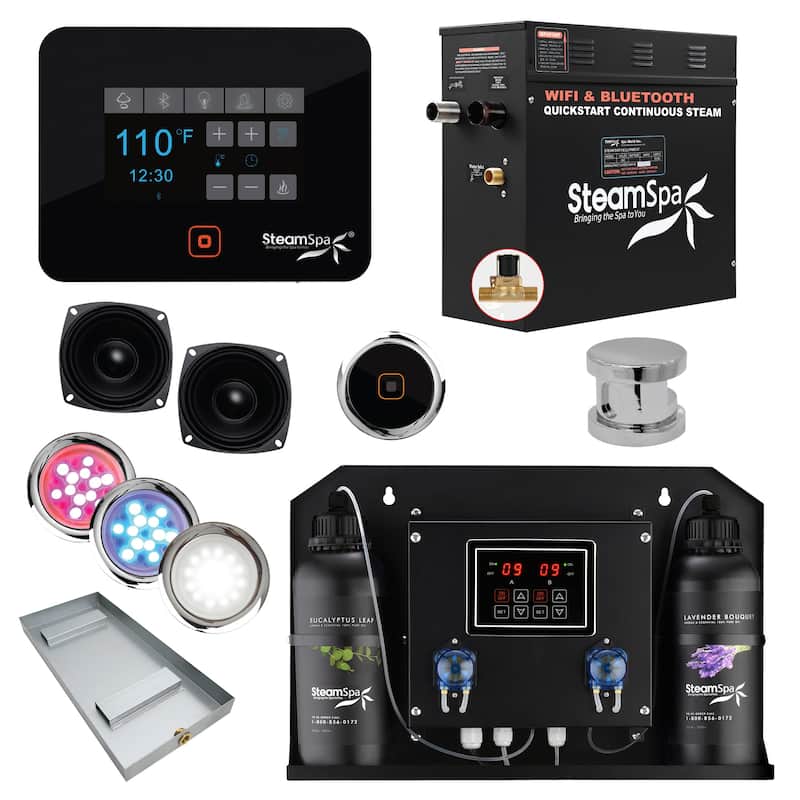 SteamSpa BKT450-ADP Black Series WiFi and Bluetooth 4.5KW Quickstart - Chrome