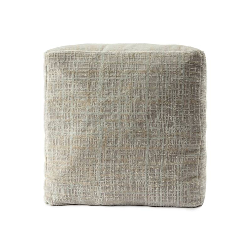 HomeRoots 18" Beige Polyester Blend Ottoman