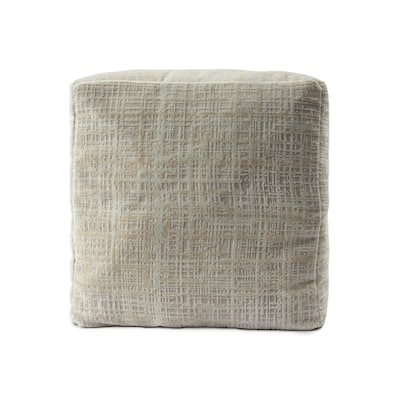HomeRoots 18" Beige Polyester Blend Ottoman