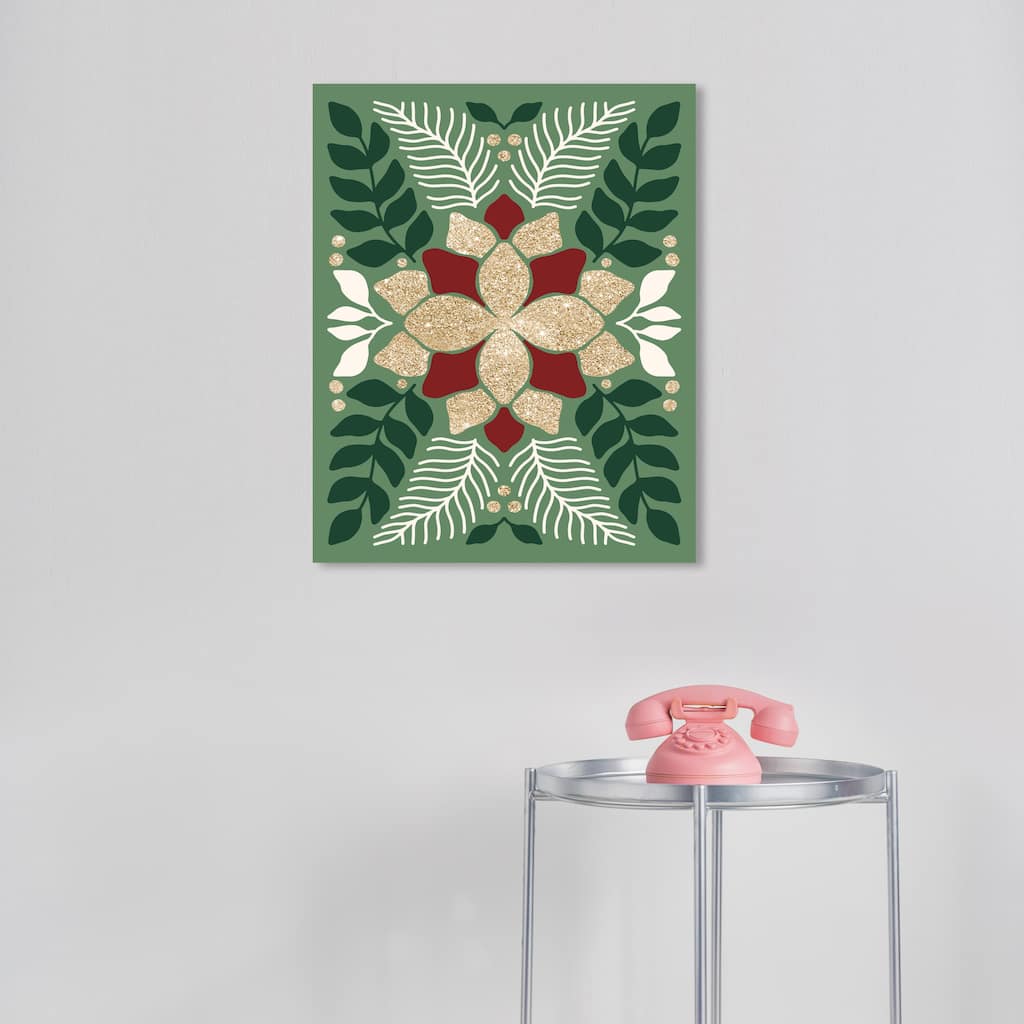 Wynwood Studio Canvas Holiday and Seasonal Gift Card Floral Gold Glam Wall Art Canvas Print