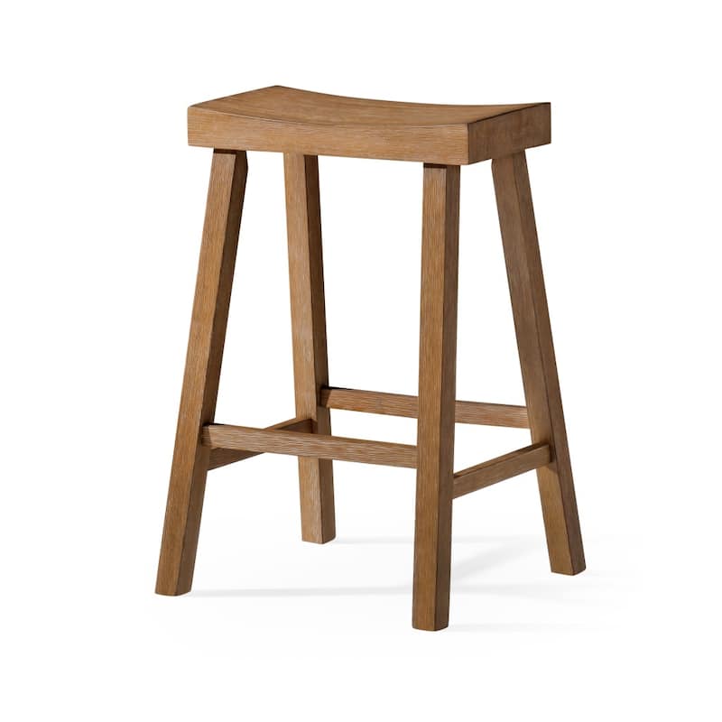HomeRoots 27" Natural Solid Wood Backless Counter Height Bar Chair