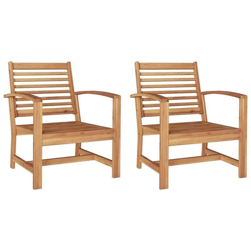 vidaXL Garden Chairs 2 pcs Natural 60 x 65 x 76.5 cm Solid teak wood - 23.6 x 25.6 x 30.1 inch