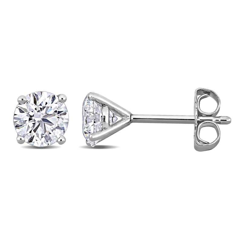 2ct TDW Lab-Grown Diamond Martini Style Solitaire Stud Earrings in White Platinum