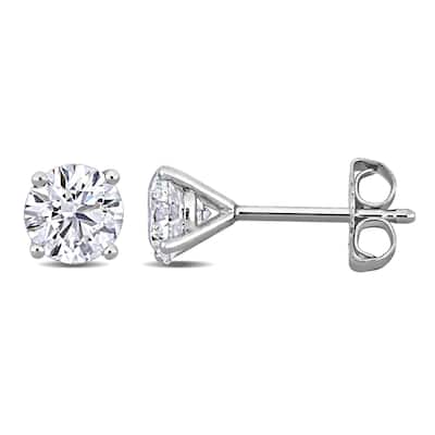 2ct TDW Lab-Grown Diamond Martini Style Solitaire Stud Earrings in White Platinum