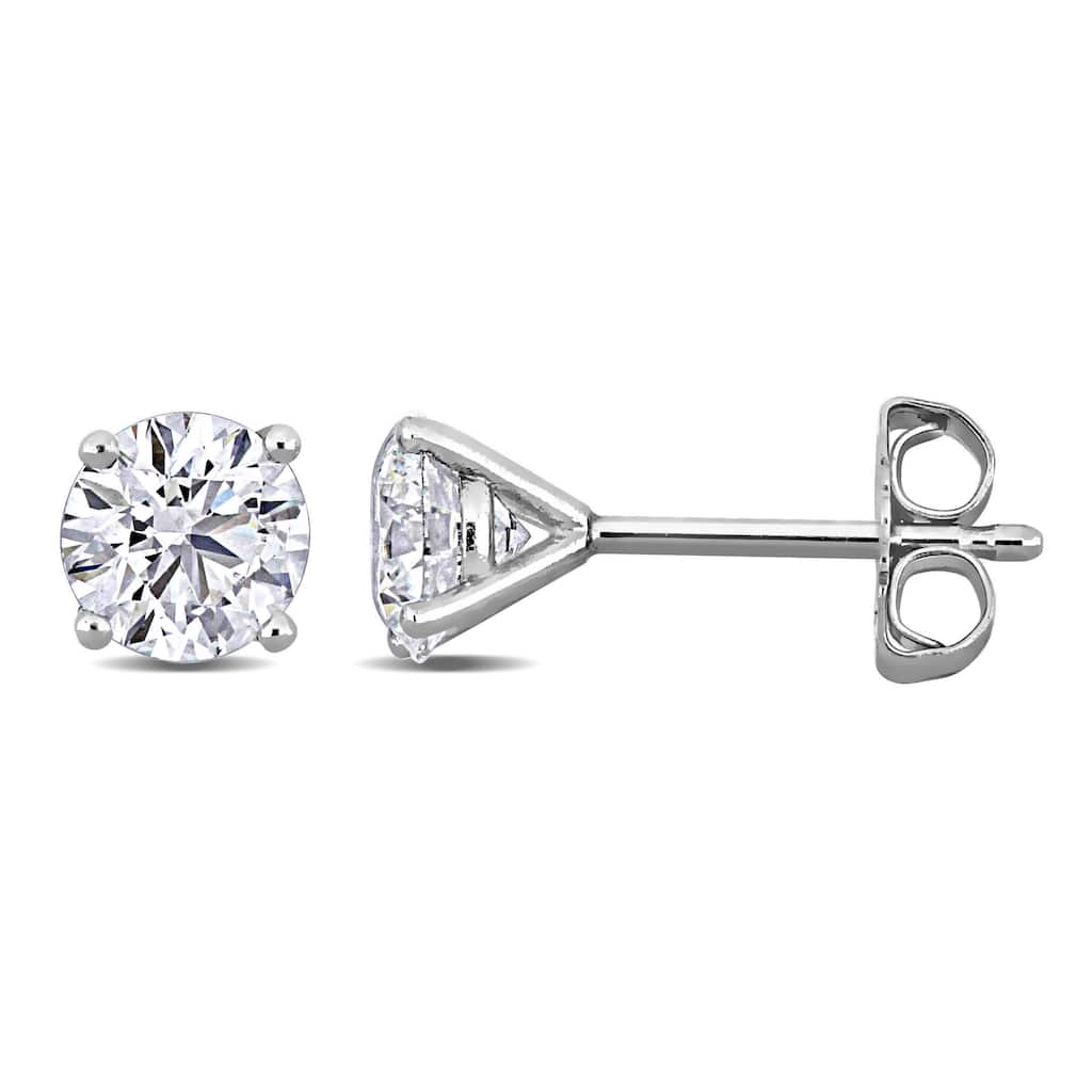 2ct TDW Lab-Grown Diamond Martini Style Solitaire Stud Earrings in White Platinum