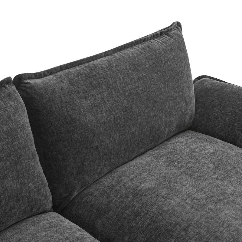 Chenille Upholstered Sectional Sofa with Chaise and Storage Pockets, 5 Seat Lounge Cloud Couch L-shaped Recliner Couches