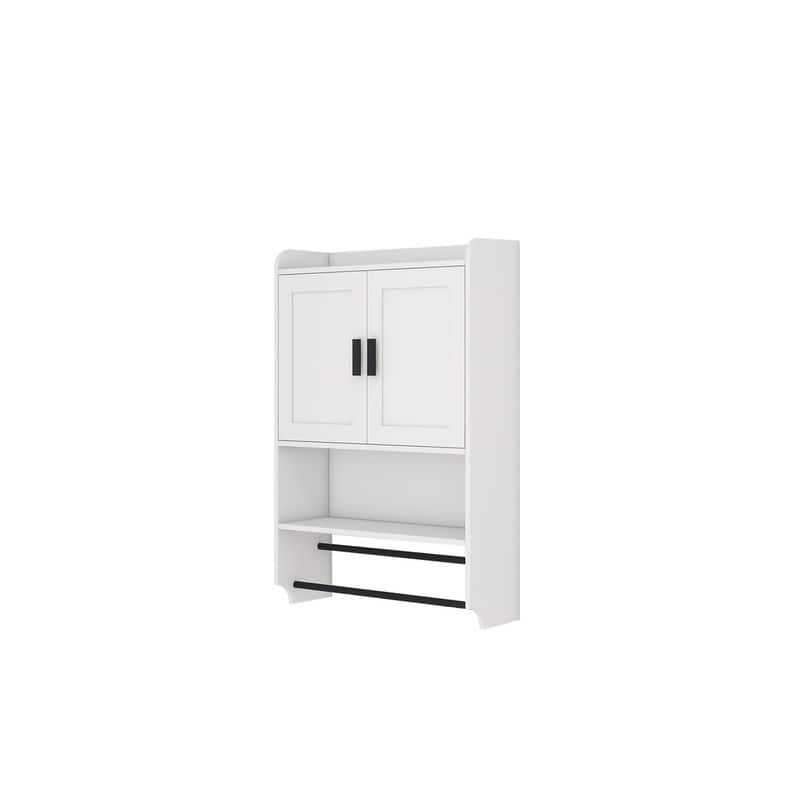 Bathroom Wall Cabinet with Doors,Adjustable Shelf,Towel Bar and Paper Holder