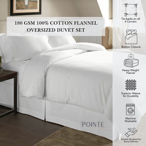 dimension image slide 1 of 2, Pointehaven 180 GSM Cotton Flannel Cotton Flannel Oversized Duvet Set