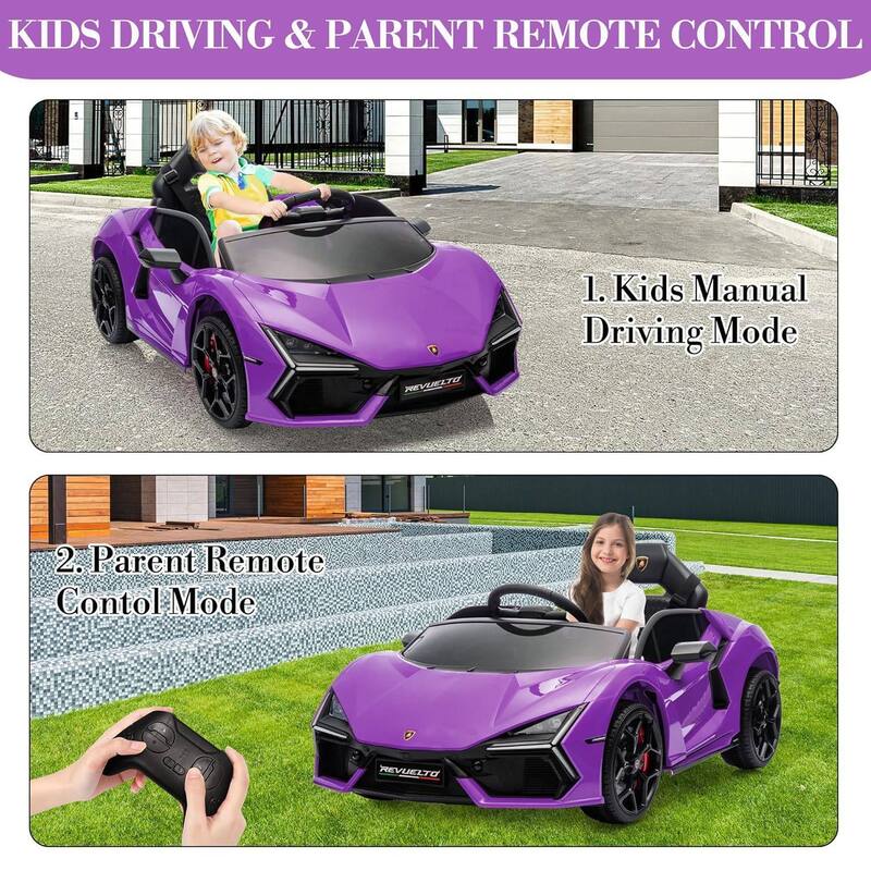 12V Kids Ride on Car Toy, Licensed Lamborghini Revuelto for Kids Best Gift