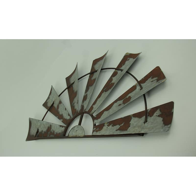 Zeckos 24 Inch Metal Half Windmill Farmhouse Wall Hanging Decor