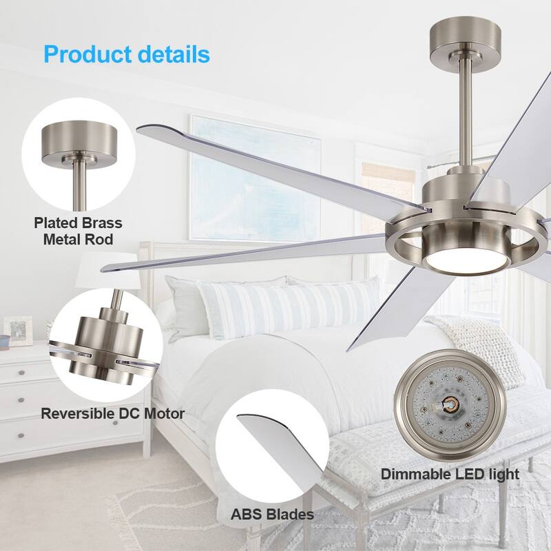 60 in. 6-Plywood Blades Indoor LED Ceiling Fan with Remote