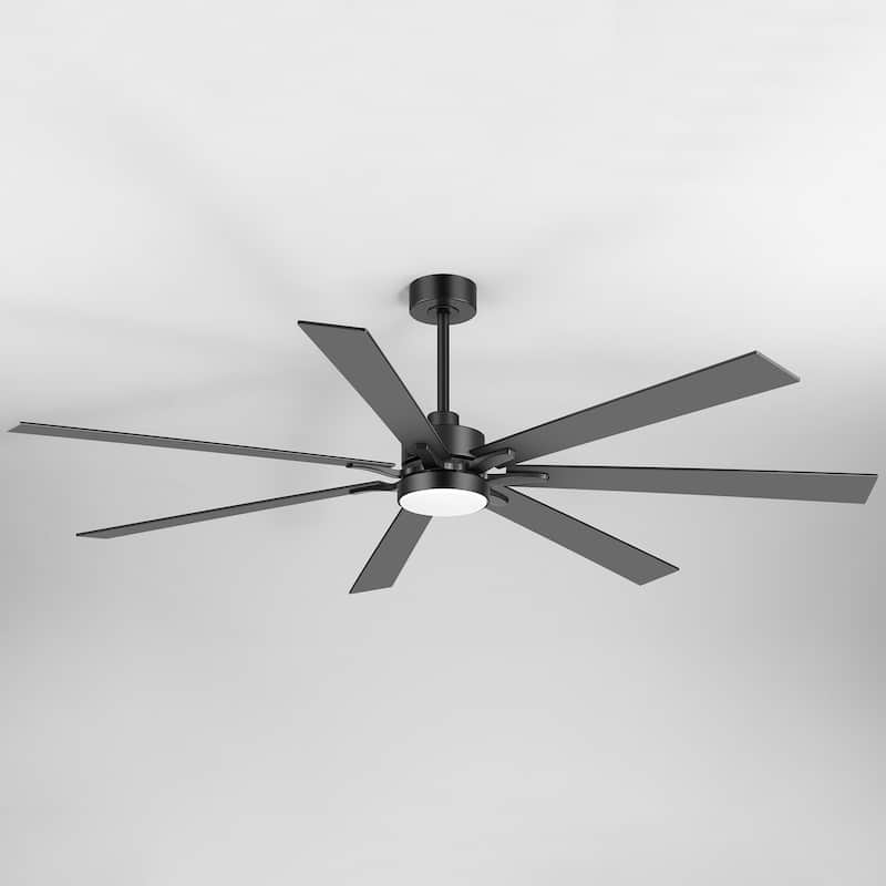 Large 72" Reversible 7-Blade Integrated Ceiling Fan with LED Light and Remote