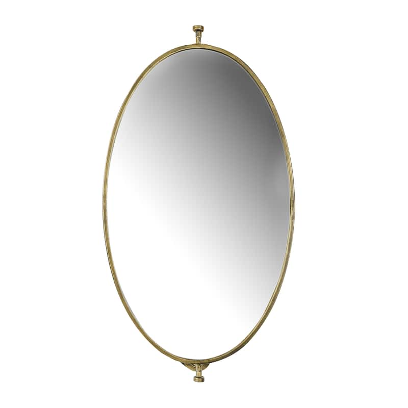 27" Metal Pivoting Oval Wall Mirror - Antique Gold - Antique Gold