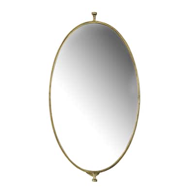 27" Metal Pivoting Oval Wall Mirror - Antique Gold