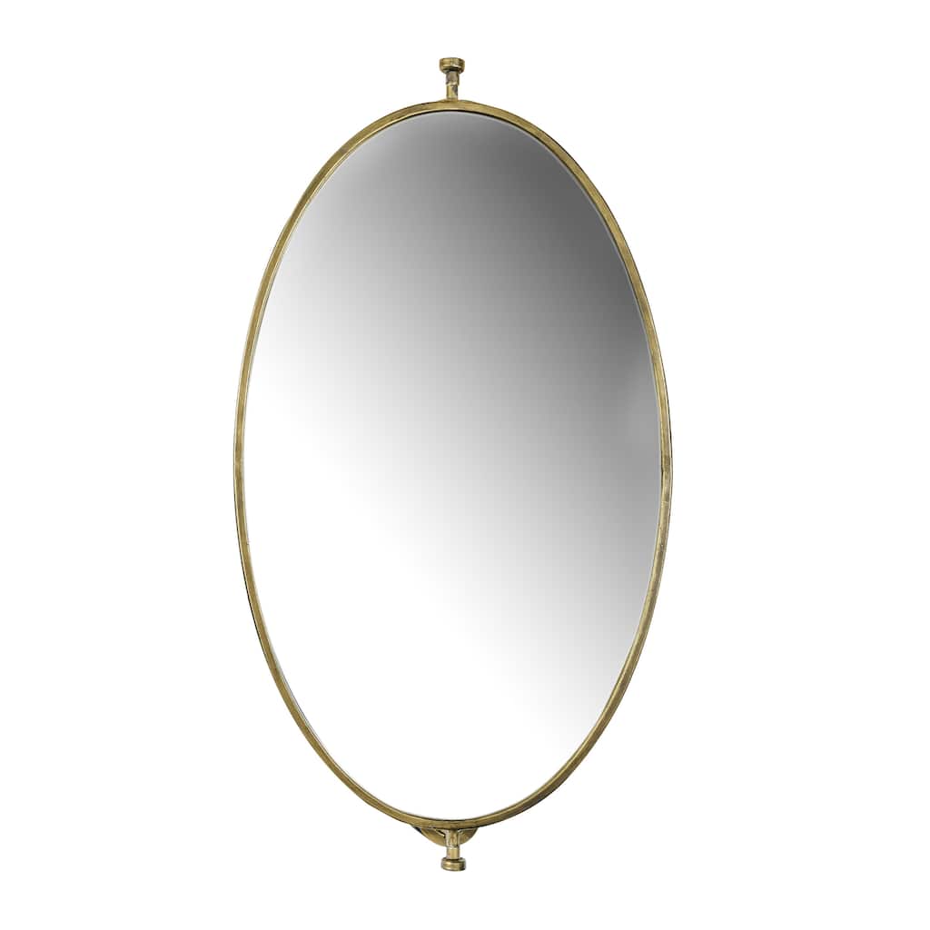 27" Metal Pivoting Oval Wall Mirror - Antique Gold