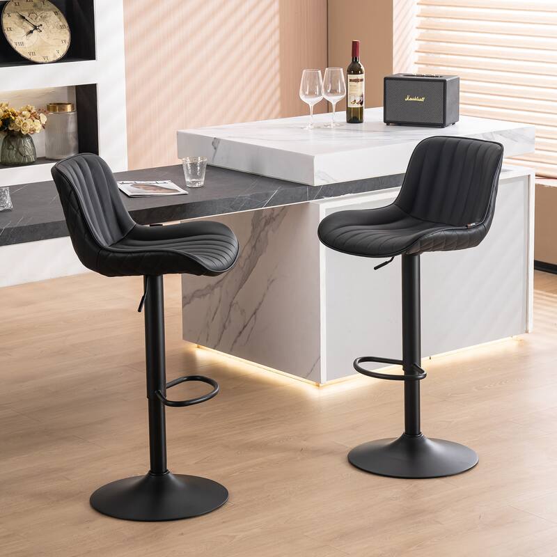 Bar Stools Set of 2 Counter Height Adjustable with Backrest Bar Chairs for Kitchen Island